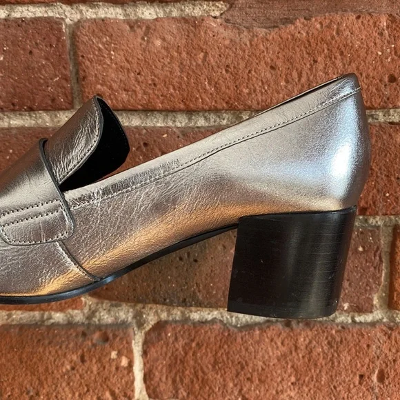MARC FISHER LTD Leather Hudson Silver Loafers, 7.5 - Picture 10 of 12